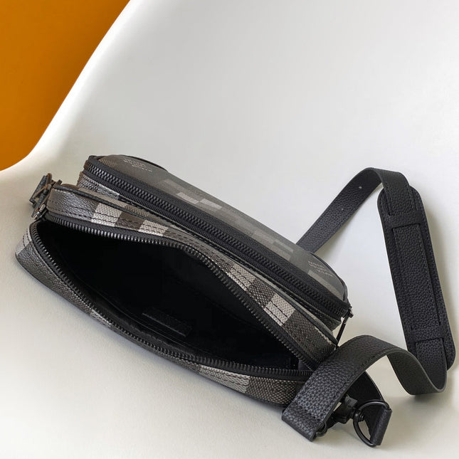 LV 25S NIL MESSENGER BAG 25 IN DAMOFLAGE BLACK CALFSKIN