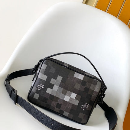 LV 25S NIL MESSENGER BAG 25 IN DAMOFLAGE BLACK CALFSKIN