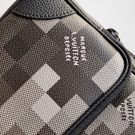 LV 25S NIL MESSENGER BAG 25 IN DAMOFLAGE BLACK CALFSKIN