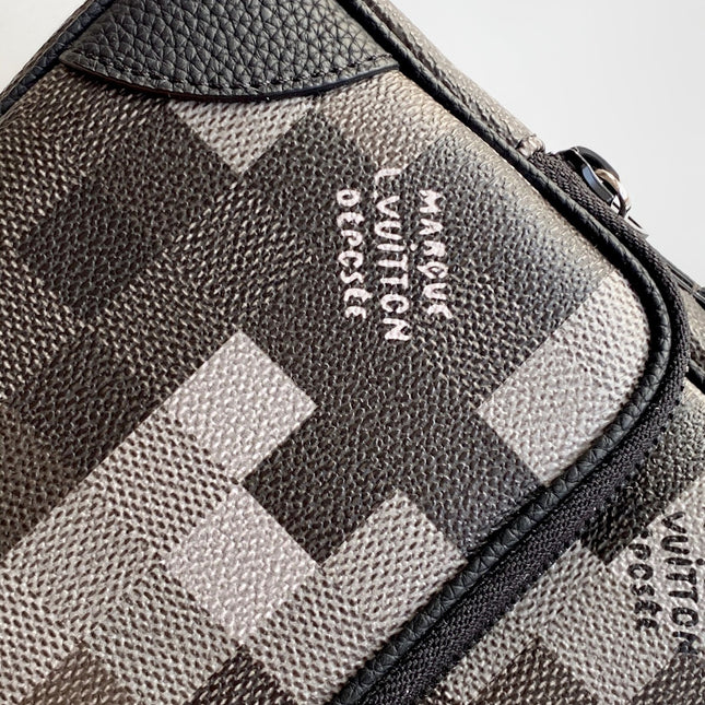 LV 25S NIL MESSENGER BAG 25 IN DAMOFLAGE BLACK CALFSKIN