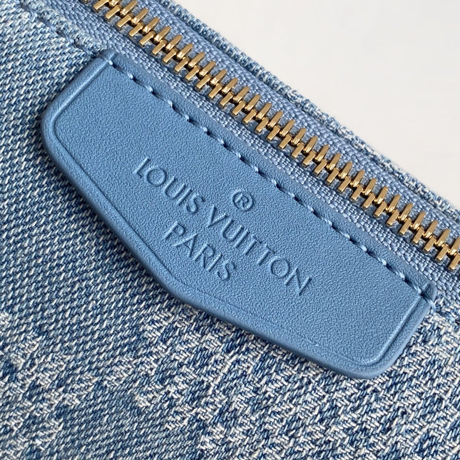 LV 25S POCHETTE ACCESSORIES XL 28 IN BLUE CANVAS DAMIER DENIM