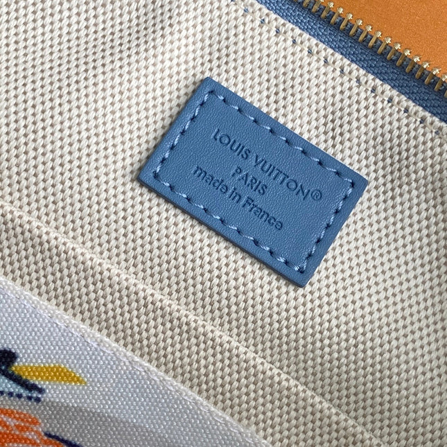 LV 25S POCHETTE ACCESSORIES XL 28 IN BLUE CANVAS DAMIER DENIM