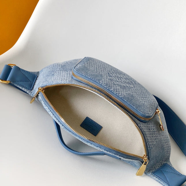 LV 25S RUSH BUMBAG 30 IN BLUE CANVAS DAMIER DENIM