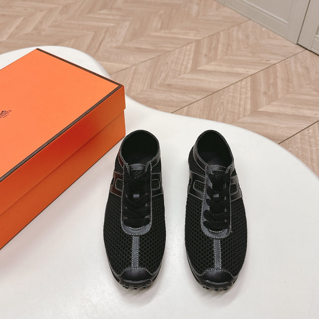 KIGA SNEAKER IN BLACK CROCHET KNIT AND CALFSKIN