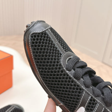 KIGA SNEAKER IN BLACK CROCHET KNIT AND CALFSKIN