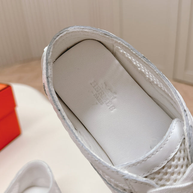 KIGA SNEAKER IN WHITE CROCHET KNIT AND CALFSKIN