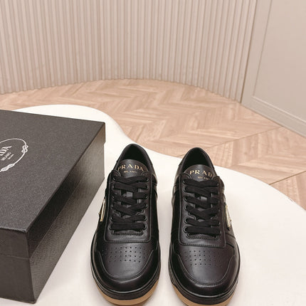 PRADA 25S DOWNTOWN SNEAKERS IN BLACK CALFSKIN