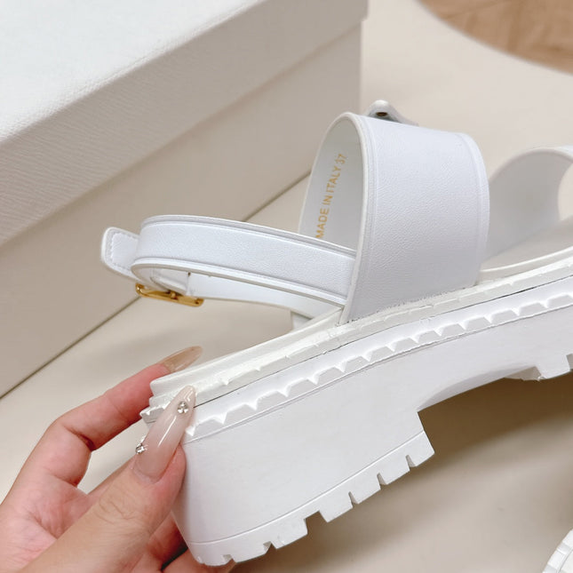 PRADA 25S SANDALS IN WHITE CALFSKIN LOGO