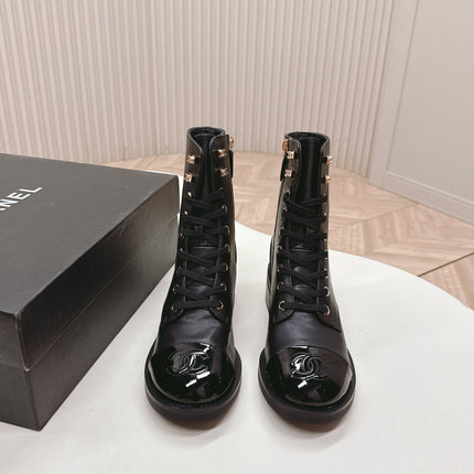 CHANEL ANKLE BOOTS 25S IN BLACK LAMBSKIN WITH ZIPPER