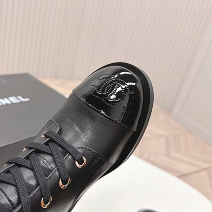 CHANEL ANKLE BOOTS 25S IN BLACK LAMBSKIN WITH ZIPPER