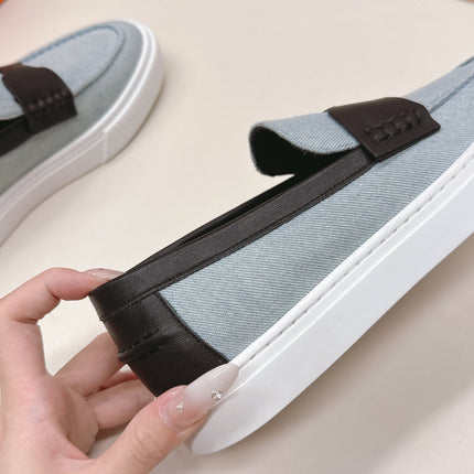 HM 25S SLIP-ON IN BLUE DENIM AND BLACK LAMBSKIN