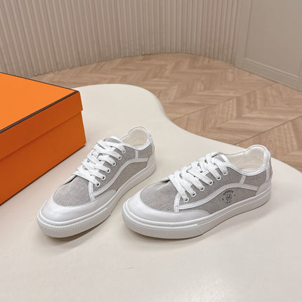 HM 25S SNEAKER LOW SPORTS IN GREY CANVAS MIX WHITE LAMBSKIN