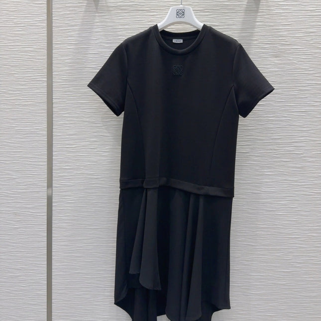 Loewe 2025 Irregular Flowing Dress Black Cotton