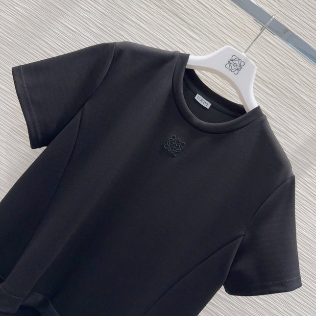 Loewe 2025 Irregular Flowing Dress Black Cotton