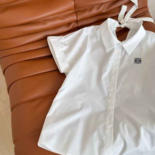 Loewe 25 Embroidered Ribbon Shirt White Cotton