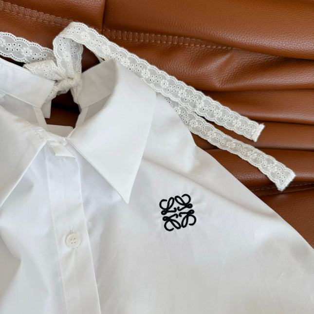 Loewe 25 Embroidered Ribbon Shirt White Cotton