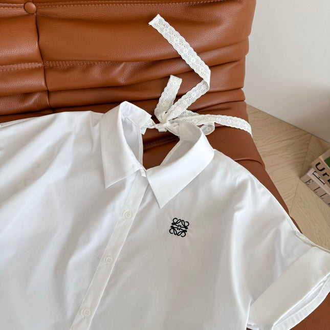 Loewe 25 Embroidered Ribbon Shirt White Cotton