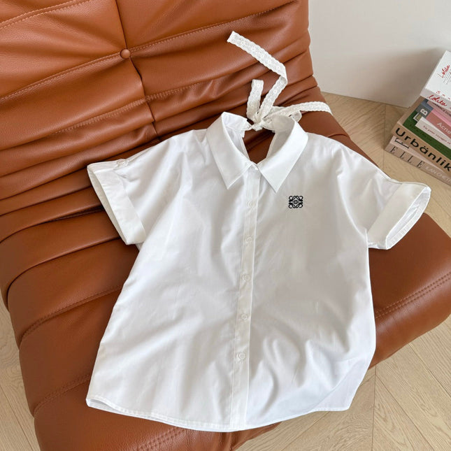 Loewe 25 Embroidered Ribbon Shirt White Cotton