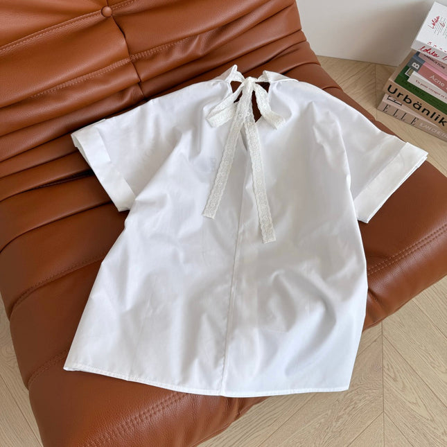 Loewe 25 Embroidered Ribbon Shirt White Cotton