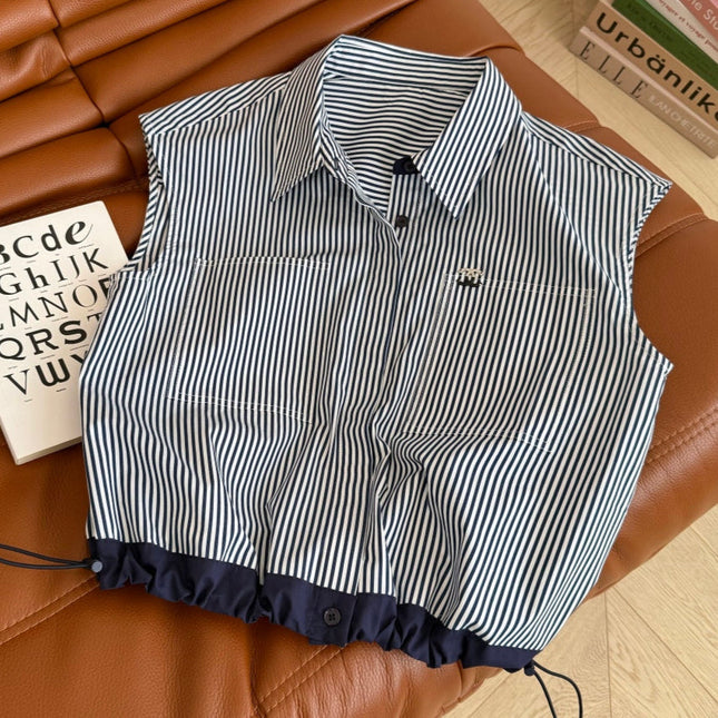 CC 25 Striped Shirt Navy Blue White Cotton