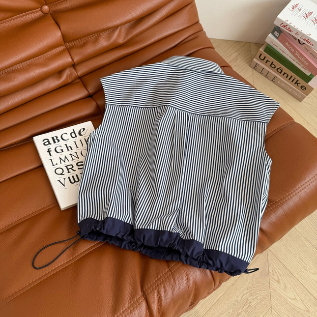CC 25 Striped Shirt Navy Blue White Cotton