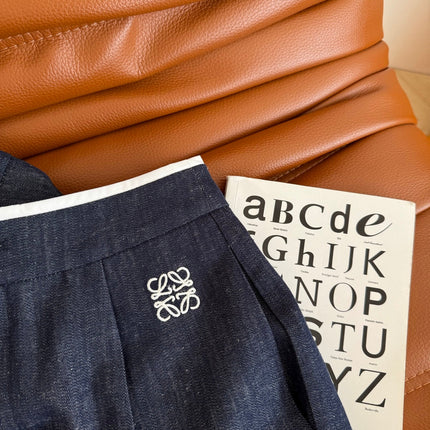 Loewe 25 Logo Embroidered Jeans Dark Blue Cotton