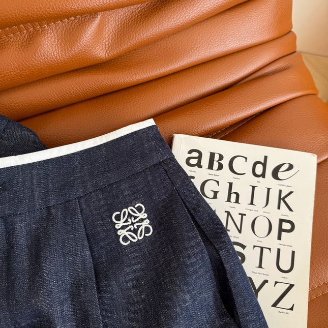 Loewe 25 Logo Embroidered Jeans Dark Blue Cotton