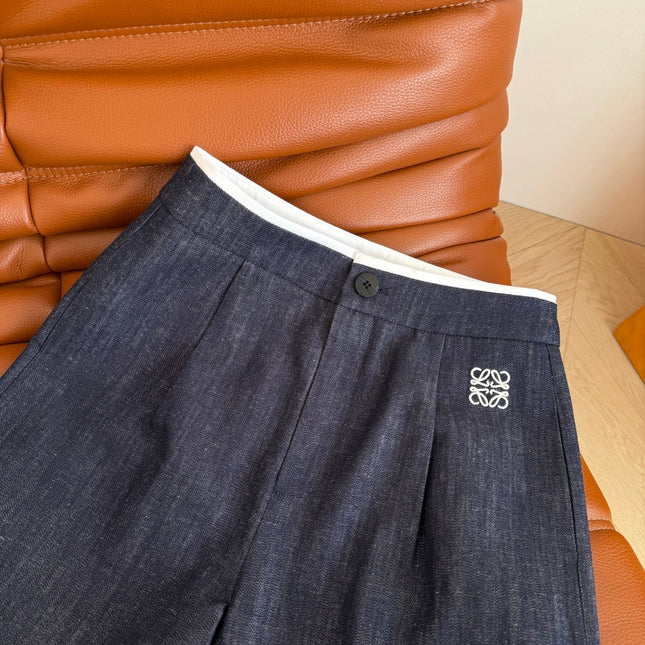 Loewe 25 Logo Embroidered Jeans Dark Blue Cotton