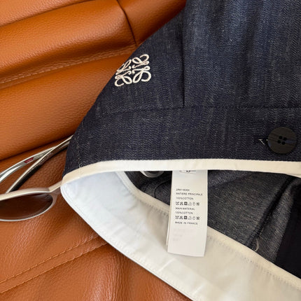 Loewe 25 Logo Embroidered Jeans Dark Blue Cotton