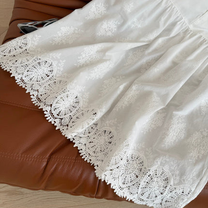 WHITE DRESS 25S WITH LACE EMBROIDERY 265759