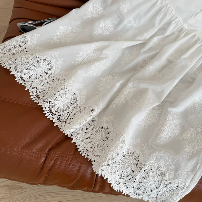 WHITE DRESS 25S WITH LACE EMBROIDERY 265759