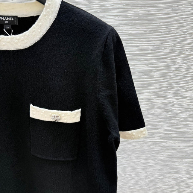 CC SHORT-SLEEVE CREW NECK KNIT TOP 267987