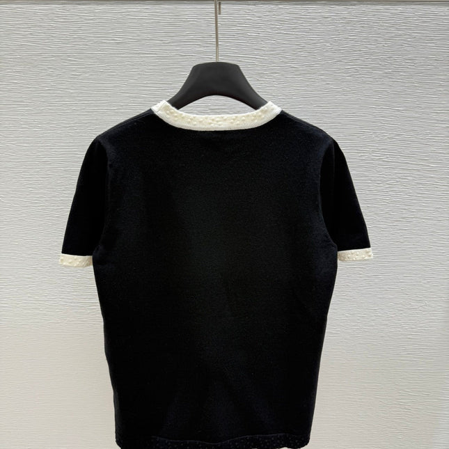 CC SHORT-SLEEVE CREW NECK KNIT TOP 267987