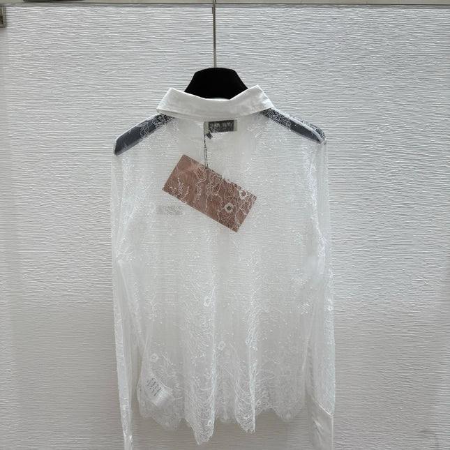 MIUMIU LONG-SLEEVE LACE SHIRT 267993