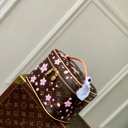 NICE MINI TOILETRY BAG 20 IN SAKURA BROWN MONOGRAM COATED CANVAS