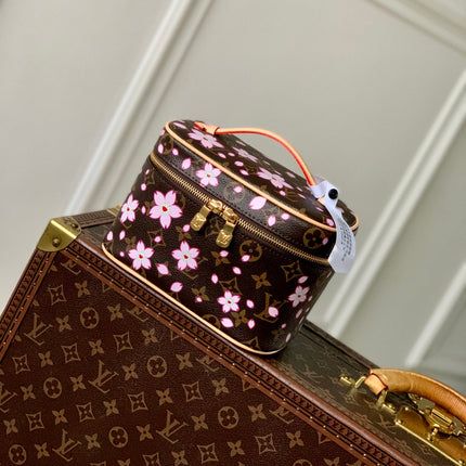 NICE MINI TOILETRY BAG 20 IN SAKURA BROWN MONOGRAM COATED CANVAS