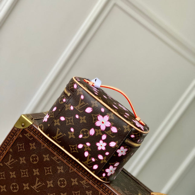 NICE MINI TOILETRY BAG 20 IN SAKURA BROWN MONOGRAM COATED CANVAS