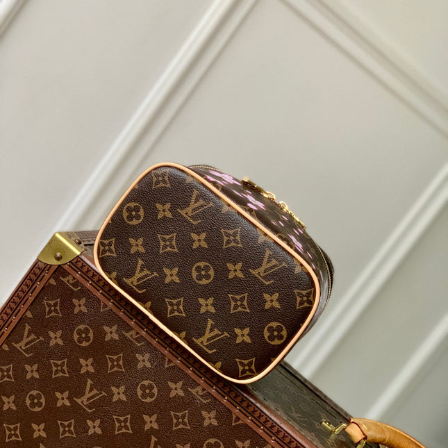 NICE MINI TOILETRY BAG 20 IN SAKURA BROWN MONOGRAM COATED CANVAS