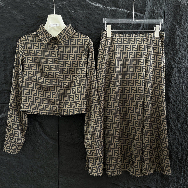 FF PRINTED SHORT SHIRT AND SKIRT IN TWILL FABRIC 265978