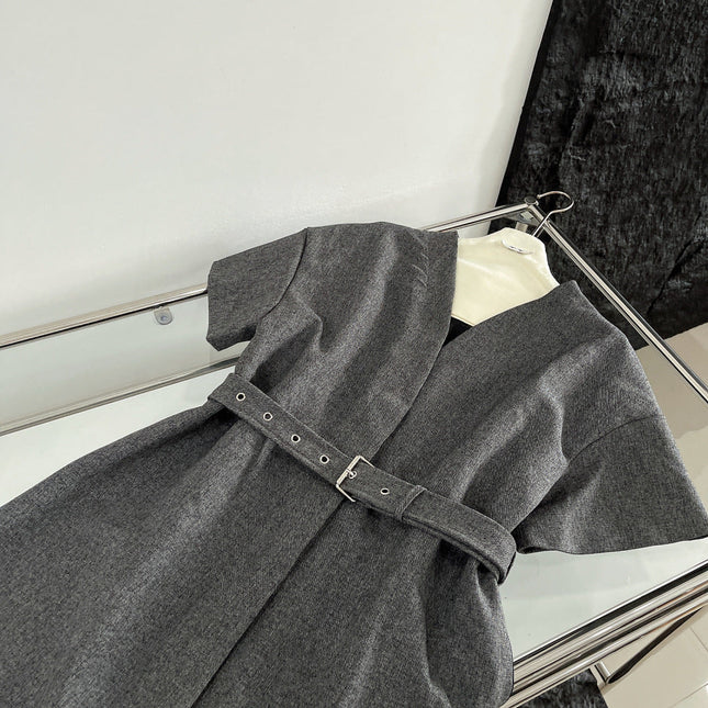 BALLOON DRESS WITH BELT IN RAYON 265972