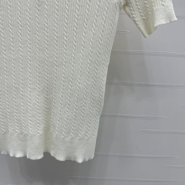 MIU 25S SHORT SLEEVE BEADED COLLAR SHIRT 264247