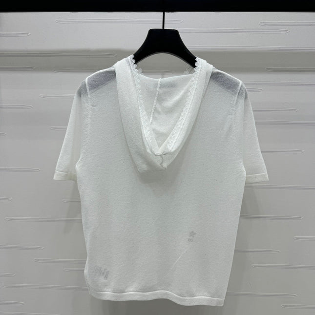 DIOR SHORT-SLEEVE LACE-KNIT HOODIE 274811