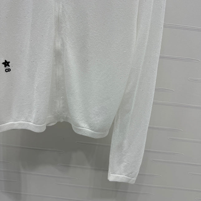 DIOR LACE-KNIT LONG-SLEEVE HOODIE WHITE 274970