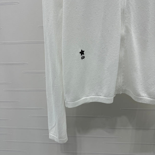 DIOR LACE-KNIT LONG-SLEEVE HOODIE WHITE 274970