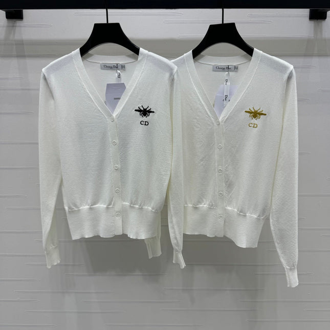 DIOR LONG-SLEEVE KNIT SWEATER WITH EMBROIDERED LOGO