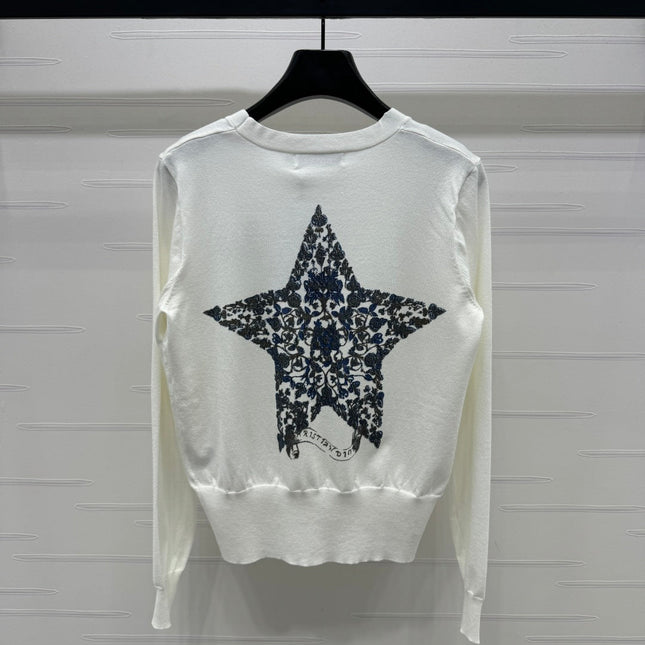 DIOR LONG-SLEEVE KNIT SWEATER WITH EMBROIDERED LOGO