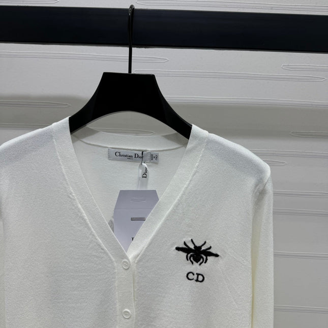 DIOR LONG-SLEEVE KNIT SWEATER WITH EMBROIDERED LOGO