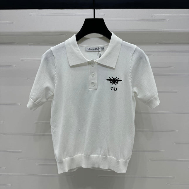 DIOR EMBROIDERED LOGO KNIT POLO SHIRT