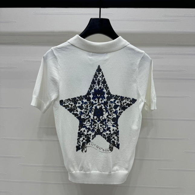 DIOR EMBROIDERED LOGO KNIT POLO SHIRT