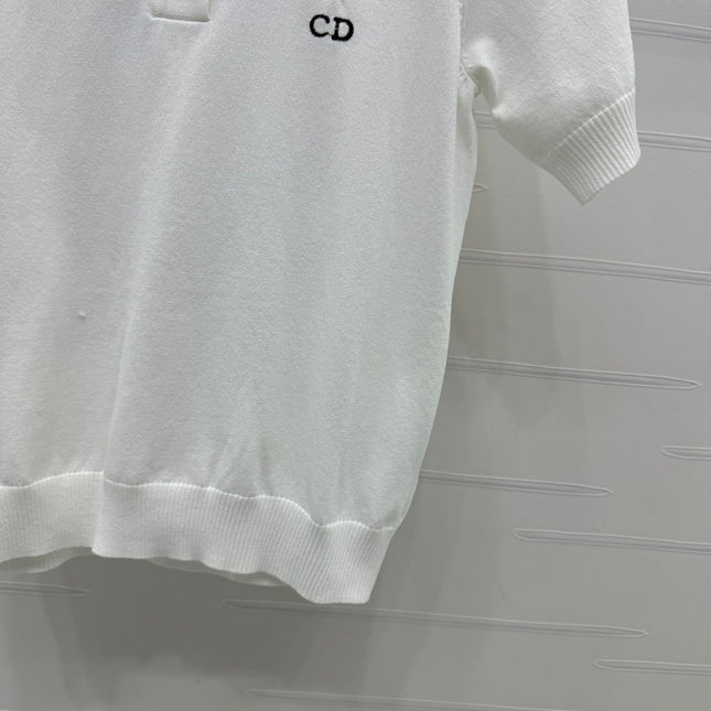 DIOR EMBROIDERED LOGO KNIT POLO SHIRT
